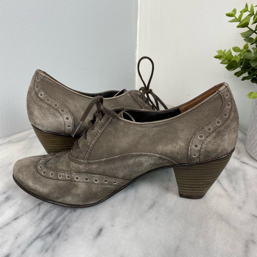Paul Green Kelsey Lace Up Brougue Oxford Gray Nubuck Leather 6.5 Steampunk - Picture 4 of 9